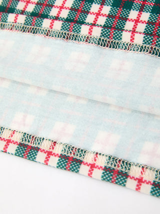 Baby Girl Christmas Plaid Embroidered Dress Wreath Collar