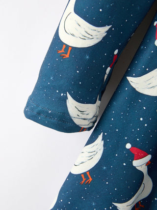 Christmas Girls Goose Twirl Dress Navy Long Sleeve Dress
