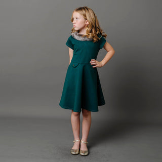 Fit and Flare Ponte Dress with Faux Fur - Baby