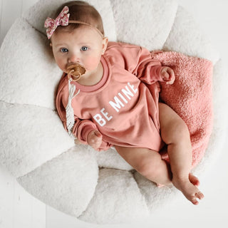 Be Mine Sweatshirt Romper Little Joy Co. Color: Cream Size: Newborn