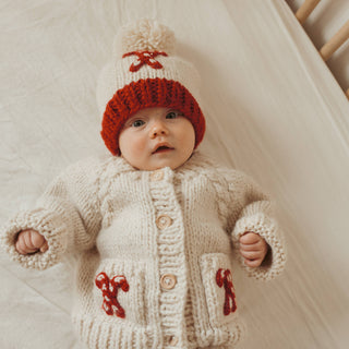 Candy Cane Cardigan Sweater Huggalugs Size: 0-6 months