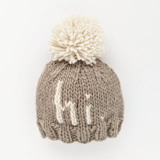 Hi. Pebble Brown Hand Knit Beanie Hat for Baby Huggalugs Size: XS (newborn)