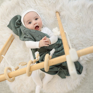 100% Cotton Luxury Knit Heart Swaddle Baby Blanket Blanket Bleu La La Color: Cream