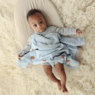 100% Cotton Knit Swaddle Baby Blanket Baby Blanket Bleu La La Color: Sheep - Khaki
