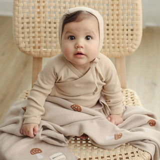 100% Cotton Knit Swaddle Baby Blanket Baby Blanket Bleu La La Color: Sheep - Khaki