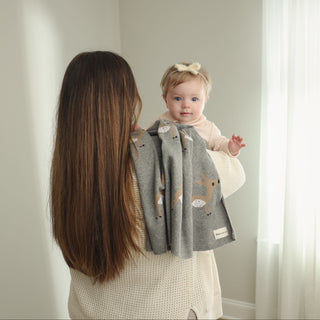Luxury Cotton Deer Knit Swaddle Baby Blanket Bleu La La Color: Deer - Sage