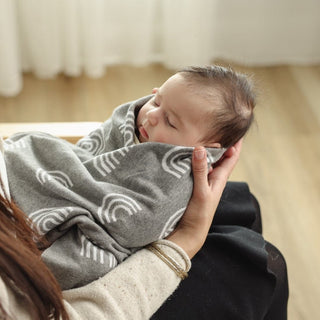 100% Cotton Knit Swaddle Baby Blanket Baby Blanket Bleu La La Color: Sheep - Khaki