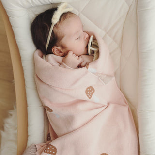 Luxury Knit Mushroom Swaddle Baby Blanket Bleu La La Color: Mushroom - Blue