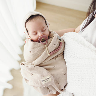 Organic Pointelle Swaddle Blanket + Hat Gift Set Bleu La La Color: Ballet Slipper