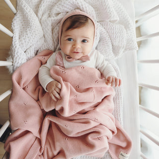 Organic Pointelle Luxury Knit Swaddle Blanket Bleu La La Color: Milk Chocolate