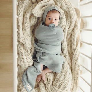 Organic Pointelle Swaddle Blanket + Hat Gift Set Bleu La La Color: Ballet Slipper