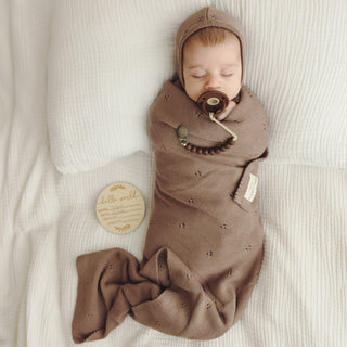 Organic Pointelle Swaddle Blanket + Hat Gift Set Bleu La La Color: Ballet Slipper