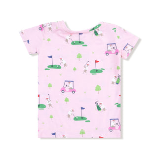 Short Sleeve Loungewear Set, Dog Gone Golf - Pink 257 Angel Dear Size: 6-12M