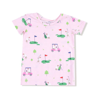 Short Sleeve Loungewear Set, Dog Gone Golf - Pink 257 Angel Dear Size: 6-12M
