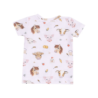 Short Sleeve Loungewear Set - Vintage Animals Faces Pink257Angel DearSize: 6-12M
