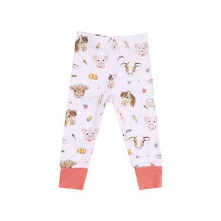 Short Sleeve Loungewear Set - Vintage Animals Faces Pink257Angel DearSize: 6-12M