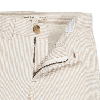 Organic Seersucker Suit Pant Tan - Tonal Tan Pants Hope & Henry Size: 2T Color: Tonal Tan Seersucker