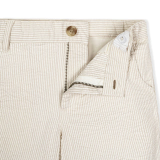 Organic Seersucker Short - Tonal Tan Shorts Hope & Henry Size: 2T Color: Tonal Tan Seersucker