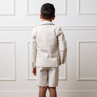 Organic Seersucker Short - Tonal Tan Shorts Hope & Henry Size: 2T Color: Tonal Tan Seersucker