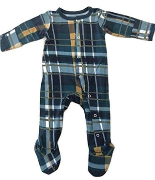 Bamboo Footie with Snaps - Hunter & Gold Plaid Kozi & Co.