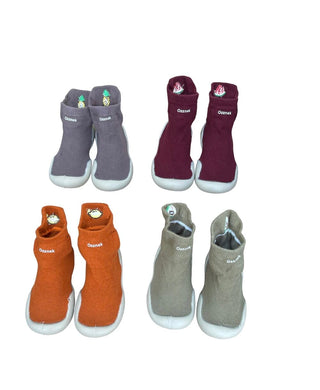 Organic Cotton Barefoot Sock Shoes – Play-Proof Comfort| Fruity Gripper Sock Shoes ozznekshoes Size: 6 - 12 Months Color: Rust