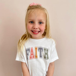 Faith Collegiate Tee (Kids) POD - Apparel Ivy + Cloth Style: Toddler Tee Color: White Size: 2T