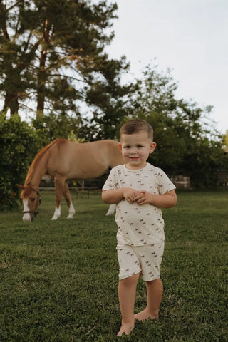 Bamboo Short Set - Wild Horses Short Set forever french baby Size: 2/3 Years