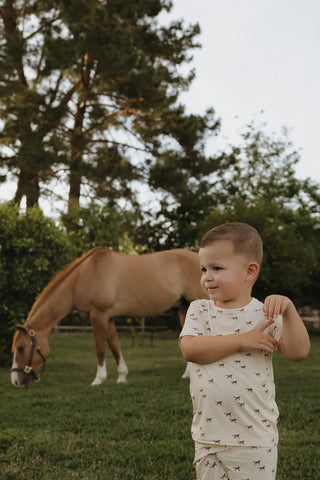 Bamboo Short Set - Wild Horses Short Set forever french baby Size: 2/3 Years