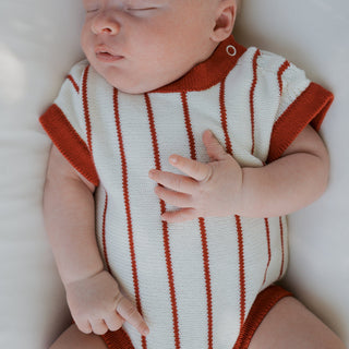 Knit Romper | Picnic Pinstripe forever french baby