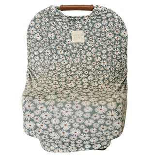 Mebie Baby Bamboo Multi-Use Cover - Dark Green Daisy | Baby Riddle