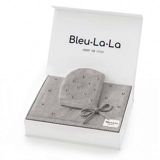 Organic Pointelle Swaddle Blanket + Hat Gift Set Bleu La La Color: Dove Grey
