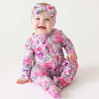 Posh Peanut Bamboo Footie Ruffled Zippered One Piece - Ellery (Floral) | Baby Riddle