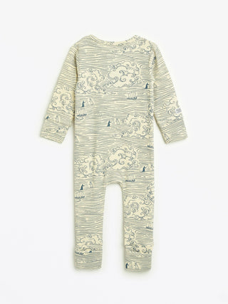 Walking on Water Ribbed Cotton-Bamboo Blend PJ Footless Onesie Onesie Holy Pals Size: 00-03M