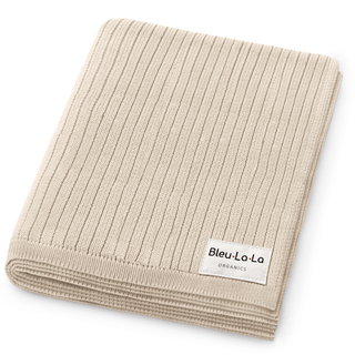 Organic Ribbed Knit Cotton Baby Blanket Blanket Bleu La La Color: Oatmeal