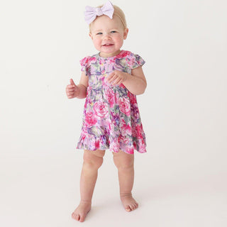Posh Peanut Ruffled Twirl Bodysuit Dress - Ellery (Floral) | Baby Riddle