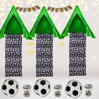 Soccer Sleepover Party Set, Tee Pee Soccer Birthday Party Box Chicky Chicky Bling Bling