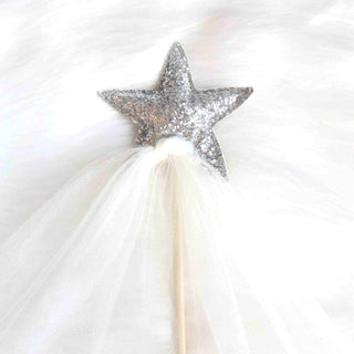 Bailey and Ava Raven Princess Crown and Wand Set - Silver & Ivory | Baby Riddle