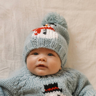 Frosty Snowman Surf Blue Beanie Hat Huggalugs Size: S (0-6 months)