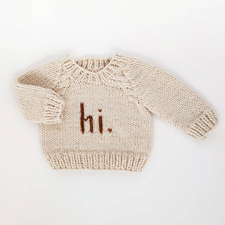 Hi. Pecan Crew Neck Sweater for Baby Huggalugs Size: 0-6 months