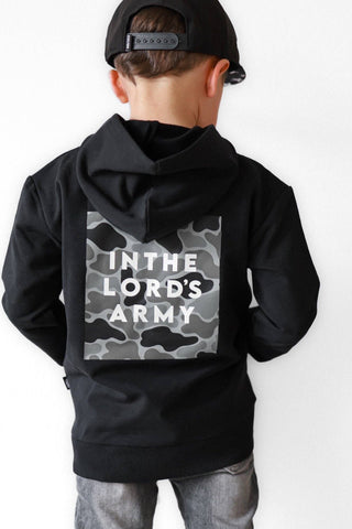 In the Lord's Army Kids Black Hoodie BRVE by Fletch Size: 18-24 months