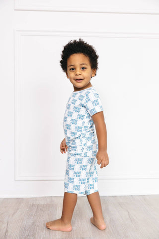 Bamboo Short Sleeve Pajama Set with Shorts - Blue Jesus Is King