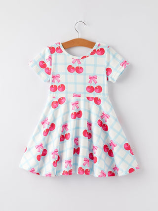 Cherry Plaid Girls' Dress Dress Rylee Faith Designs Size: 2