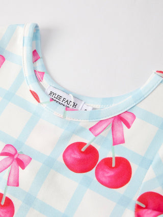 Cherry Plaid Girls' Dress Dress Rylee Faith Designs Size: 2