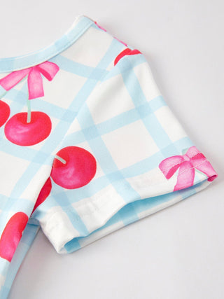 Cherry Plaid Girls' Dress Dress Rylee Faith Designs Size: 2