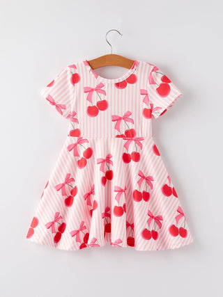 Summer Cherry Stripe Girls' DressDressRylee Faith DesignsSize: 2