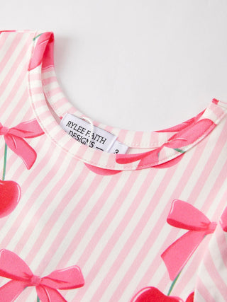 Summer Cherry Stripe Girls' DressDressRylee Faith DesignsSize: 2