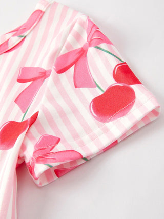 Summer Cherry Stripe Girls' DressDressRylee Faith DesignsSize: 2