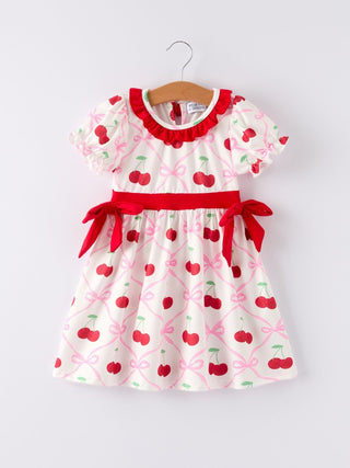 Cherry Bow Girls' Dress Dress Rylee Faith Designs Size: 2