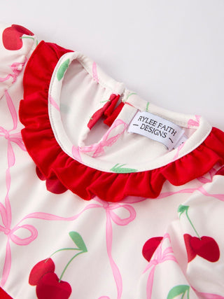 Cherry Bow Girls' Dress Dress Rylee Faith Designs Size: 2