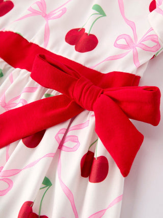 Cherry Bow Girls' Dress Dress Rylee Faith Designs Size: 2